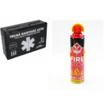 Kit siguranta rutiera 5 ani valabil: Trusa medicala auto prim ajutor + Stingator auto