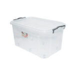 Cutie depozitare 50L cu capac si roti din plastic transparenta Cod:DISLK04 - imagine 3