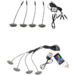 Set 4 lampi cu LED RGB  control prin aplicatie telefon. Diverse jocuri de lumini sau lumina continua. Cod: W14552-1-24V