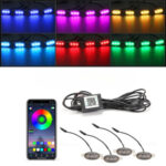 Set 4 lampi cu LED RGB  control prin aplicatie telefon. Diverse jocuri de lumini sau lumina continua. Cod: W14552-1-24V - imagine 2