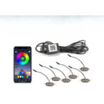 Set 6 lampi cu LED RGB 12V control prin aplicatie telefon. Diverse jocuri de lumini sau lumina continua. Cod: 1110106/P6