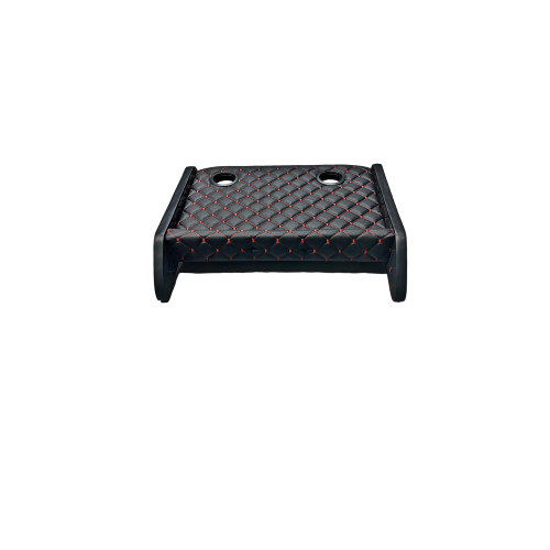 IMG_4607-500x500 Masa de bord cu 2 suporti pentru pahare ,piele ecologica culoare Negru cusatura Rosie compatibila Volkswagen T5 2003-> - imagine 1