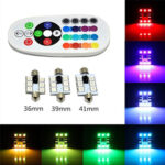 Bec SOFIT 41MM. RGB CU TELECOMANDA - 6 LED SMD 5050 RGB 12V (pret/set)
