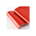 Husa volan cu ac si ata din piele cu gaurele marime M, culoare rosu+carbon si cusatura rosie  PREMIUM Cod: LUXFST02 - imagine 3