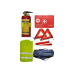 Kit siguranta auto complet  Trusa cutie Rosie , 2x Triunghiuri, Stingator, Vesta, Geanta