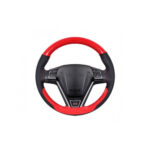 Husa volan cu ac si ata piele cu gaurele marime M culoare rosu si carbon cusatura rosie Premium Cod: LUXFST02 - imagine 2