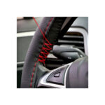 Husa volan cu ac si ata piele cu gaurele marime M 38cm negru cusatura rosie Premium Cod: LUXFST01 - imagine 4