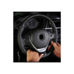 Husa volan cu ac si ata piele cu gaurele marime M negru carbon cusatura gri Premium Cod: LUXFST02 - imagine 2